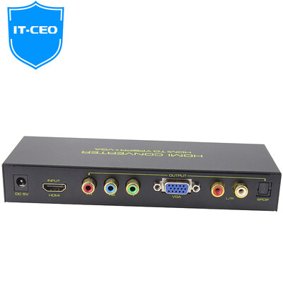 

ИТ-директор HDMI поворота VGA + YPBPR разница компонента цвета с преобразователем видеосигнала высокой четкости бис 2RCA RCA / оптический цифровой аудио выход черного Y3HDMI-YP