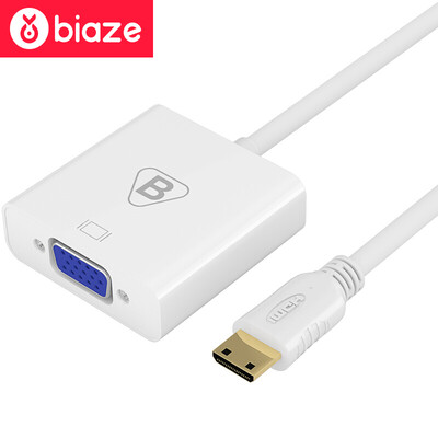 

BIAZE Mini HDMI to VGA Converter Переходник Mini HDMI HD в VGA-кабель для конвертера с аудио-проводным плоский кабель для проектора ZH12-PC