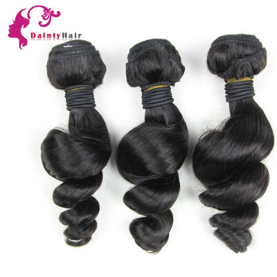 

Udainty 8A Indian Virgin Hair Loose Wave Hair Weave 3 Bundles Unprocessed Loose Wave Virgin Human Hair Weave Natural Color