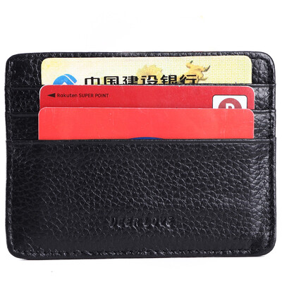 

DEER LOVE leather portable with thin bank card holder for men&women with LEA02 6 card bag black