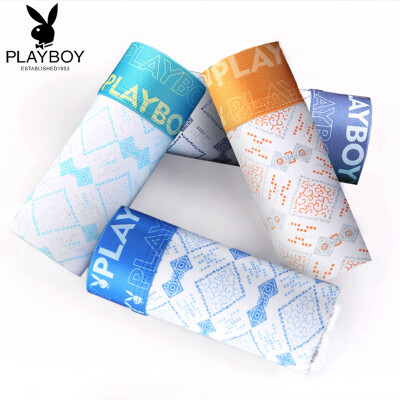

Playboy PLAYBOY ice silk underwear male flat pants four corners in the waist 4 5290 multi-color