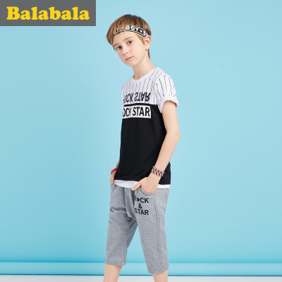 

Balabarra BALABALA male middle boy short sleeve suit big child clothes two-piece sleeve half sleeve 22192161102 black 120