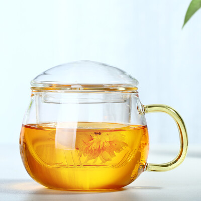 

【Jingdong Supermarket】 Tea Tea Friends Tea Glass Tea Cup Heat-resistant Glass Cup Water Cup Tea Leak Tea Filter Three Cup Cup Couple Cup p-04 Yellow Put 300ml