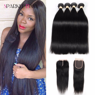 

Peruvian Virgin Hair Straight With Closure 4Bundles With Closure Human Hair With Closure 8A Peruvian Virgin Hair With Closure