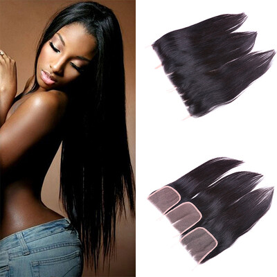 

7A Unprocessed Brazilian Virgin Hair With Closure 100 Human Hair With Closure Mink Brazilian Straight Hair 3Bundles With Closure