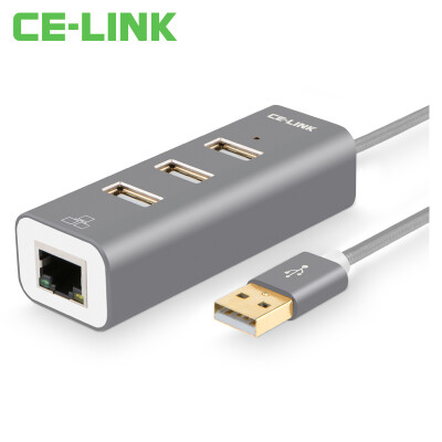 

CE-LINK USB20 to RJ45 cable interface USB cable Fast Ethernet 3-port HUB splitter hub Apple Mac external network card converter titanium ash A2000