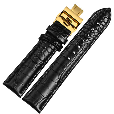 

BOLISI NP01 22mm Watchband Women And Men With Gold Butterfly Buckle Calfskin Watchstrap