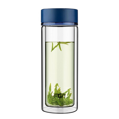

【Jingdong Supermarket】 Fu Guang Jingrui Double Layer Glass Transparent Cap Cover Male Female General Business Water Cup Blue