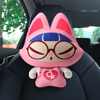 

Jingdong supermarket] pull cat (ZhuaiMao) car headrest car cartoon neck pillow color grid stitching neck pillow M16-QCJP-002 on the black