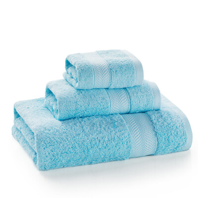 

Grace towel home textile cotton spiral stall thickened towel three-piece bath towel * 1 towel * 1 scarf * 1 blue