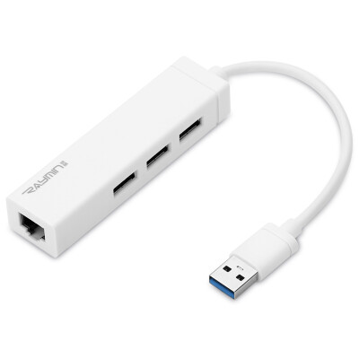 

Rui Ming HB3002WH USB splitter 3.0 cable network card network converter USB to RJ45 interface support Apple Mac smart box / flat and other white