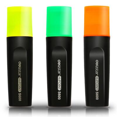 

Deli 33208 marked eye-catching highlighter 3 pcs card orange green yellow tricolor