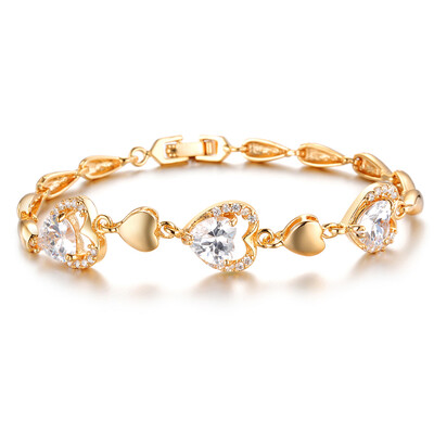 

Yoursfs@ Heart Shaped Cubic Zirconia Link Chain Bracelet For Women