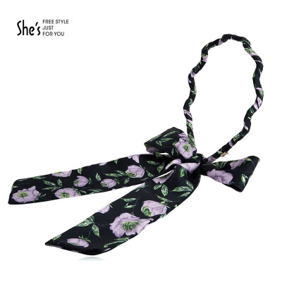 

shes Qian Zi headdress jewelry headband hairpin printing streamer cloth fine headband purple