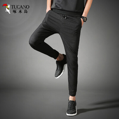 

Woodpecker TUCANO Casual Pants Men Korean Slim Slim Pants Tide Men Halon Pants Trousers 17095ZMJT1701 Black 2XL