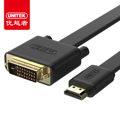 

Улучшенный человек (UNITEK) HDMI дви линии передачи 2 м DVI переключатель HDMI адаптер HD двунаправленное преобразование между ноутбук кабель монитора конвертер плоский провод линии Y-C244BK