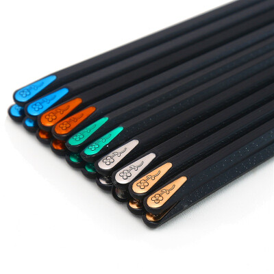 

【Jingdong Supermarket】 pick up the alloy chopsticks stainless steel mold no chopsticks 10 double-use home hotel Japanese pointed chopsticks oblique head colorful section 22cm SK-6156