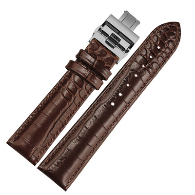 

NP01 18mm Watch Band Женщины и мужчины с серебряным ремешком из телячьей кожи из бабочки с бабочкой черного / коричневого / темно-