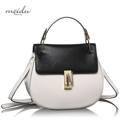 

Each degree MEIDU Europe&the United States small incense wind chain chain package wild shoulder oblique cross handbag handbag pig bag 150759 white with black