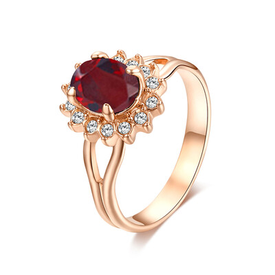 

Yoursfs 18K Gold Plated Kate Middleton Diana Oval Ruby Engagement Ring with Rhinestone Crystal