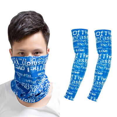 

SOSPORT bicycle sleeve sun protection arm guard set outdoor magic turban mask riding headscarf plus sleeve combination 9 color