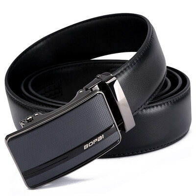 

BOPAI Belt Mens First Layer Leather Automatic Buckle Belt Business Mens Automatic Buckle Casual Pants Black 713-005251
