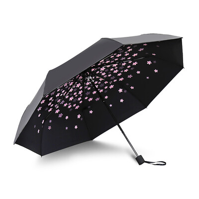 

C'mon Umbrella small black 3-fold sunny umbrella female anti-UV black