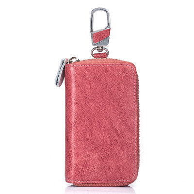 

The new double key bag zipper Leather Ladies capacity Mens multi function key bag leather waist hanging