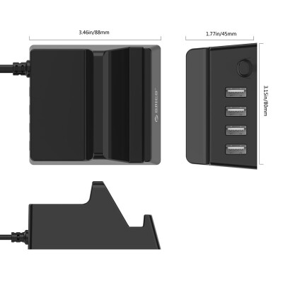 

ORICO CHK-4U USB-зарядное устройство Creative Smart Charger Header Apple Huawei Mobile Flat Panel Универсальная подставка для зарядки / зарядка Base Black