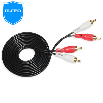 

IT-CEO V0822 2RCA male to female audio extension line double lotus pair double lotus head AV audio extension line left&right channel red&white speaker line audio line 2 meters black