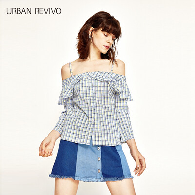 

UR Women 's Checkered Straps Shoulder Straps Casual Shirt WH08S2BN2001