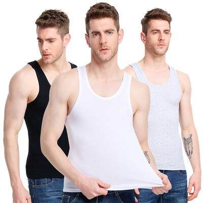 

Antarctic men&39s vest pure color cotton vest male 3-piece men&39s vest sweat NSJA0660 black&white gray XL