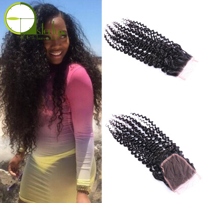 

Unprocessed 100% Human Hair Brazilian Curly Virgin Hair With Closure Mink Brazilian Virgin Hair Curly Middle Free Part Closure