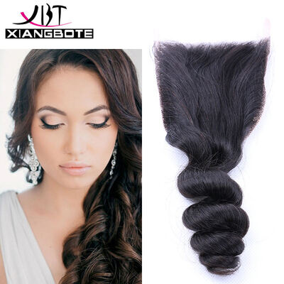 

Indian Hair Closure Loose Wave3 Bundles With Closure Middle 3 Part Lace Closure Indian Virgin Hair Loose Wave Human Hair Closure