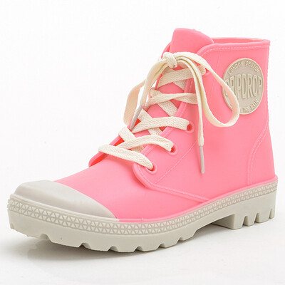 

Haitian Halteke rain boots fashion canvas boots waterproof rain boots rubber shoes water shoes FB001 pink 37 yards