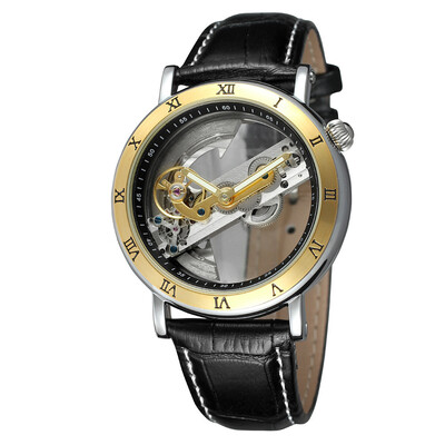 

High Range Fashion Luxury Multifunction Double sided transparent Mens Watch Relaxation Commerce Genuine Leather waterproof
