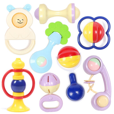 

Babamama rattle rattle rattle baby crib newborn children early education puzzle teether set of 8 gift box set B1006