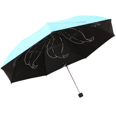 

Paradise umbrella sunscreen index UPF50 achievement dream condensate silk black rubber three fold pencil sunny umbrella sun umbrella light blue 31020E