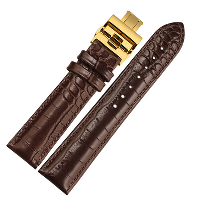 

NP01 20mm Watchband Women And Men With Gold Butterfly Buckle Calfskin Watchstrap