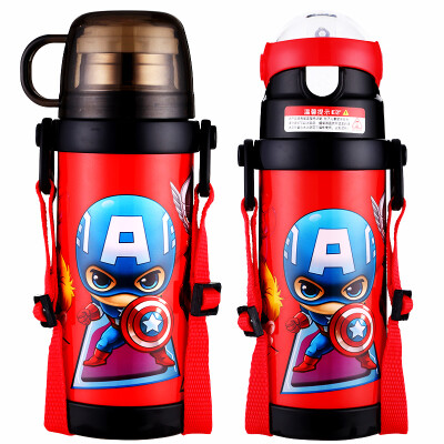 

Jingdong Supermarket] Disney 304 stainless steel children's insulation cups male and female students straw double cover cup baby strap leather bottle 400ML princess purple HC6010S