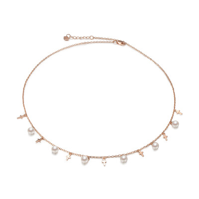 

Jingrun Pearl Angel Love S925 Серебряный инкрустированный белый пресноводный жемчужный ожерелье цепная тарелка 5-6 мм