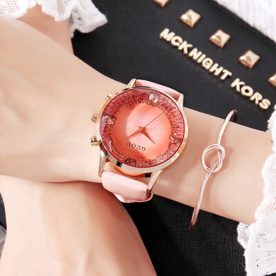 

2017 New Fashion Big Diamond Watches Beauty Crystal Lady Watch Luxury Rose Gold Leather Starps Watch Lords&Ladies Womens