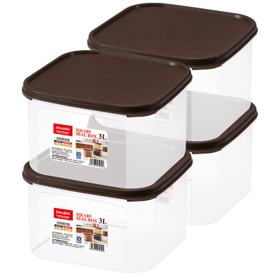 

JEKO&JEKO plastic storage box storage box refrigerator storage crisper 3L 4 Pack moisture-proof kit square seal box brown SWB-5442