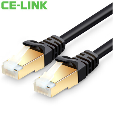 

CE-LINK CAT7 плоский кабель 2 м семь типов высокоскоростной двойной экранированный плоский кабель перемычки SSTP сетевой маршрутизатор компьютер сетевой кабель 24K позолоченный черный A1539