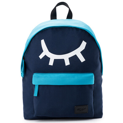 

Baifeng backpack cartoon casual couple big eyes blinking eyelashes Oxford cloth large capacity student backpack dark blue