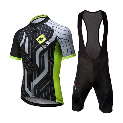 

MYSENLAND M0110502 summer short-sleeved riding suit strap set male bike mountain bike clothes horizon green L
