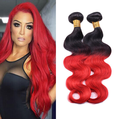 

Iueenly Brazilian Remy 100% Human Hair Bundles Body Wave T1b/Red Ombre Hair 4 Bundles Extensions Free Shipping