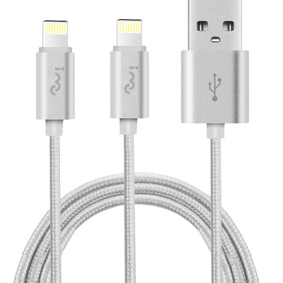 

I-mu one drag two two one apple 6 6s data cable Apple rechargeable cable iphone5 6s 7 Plus SE ipad air mini alloy braided silver