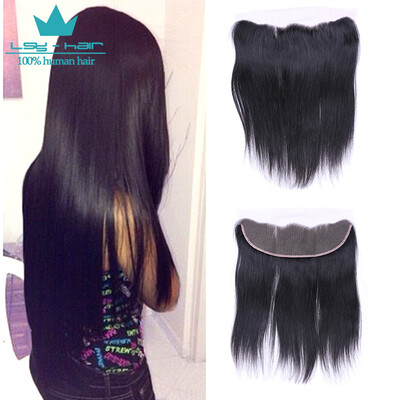 

100 Human Hair Lace Frontal Natural Black Peruvian Straight Hair 134 Inch Ear To Ear Frontal Closure Remy Hair