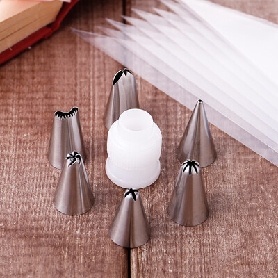 

YangChen Pastry Bag (10 bags & 6 tips ) Set 304 Stainless Steel Icing Tips Extra Thick Large Cake/Cupcake Decorating Bags